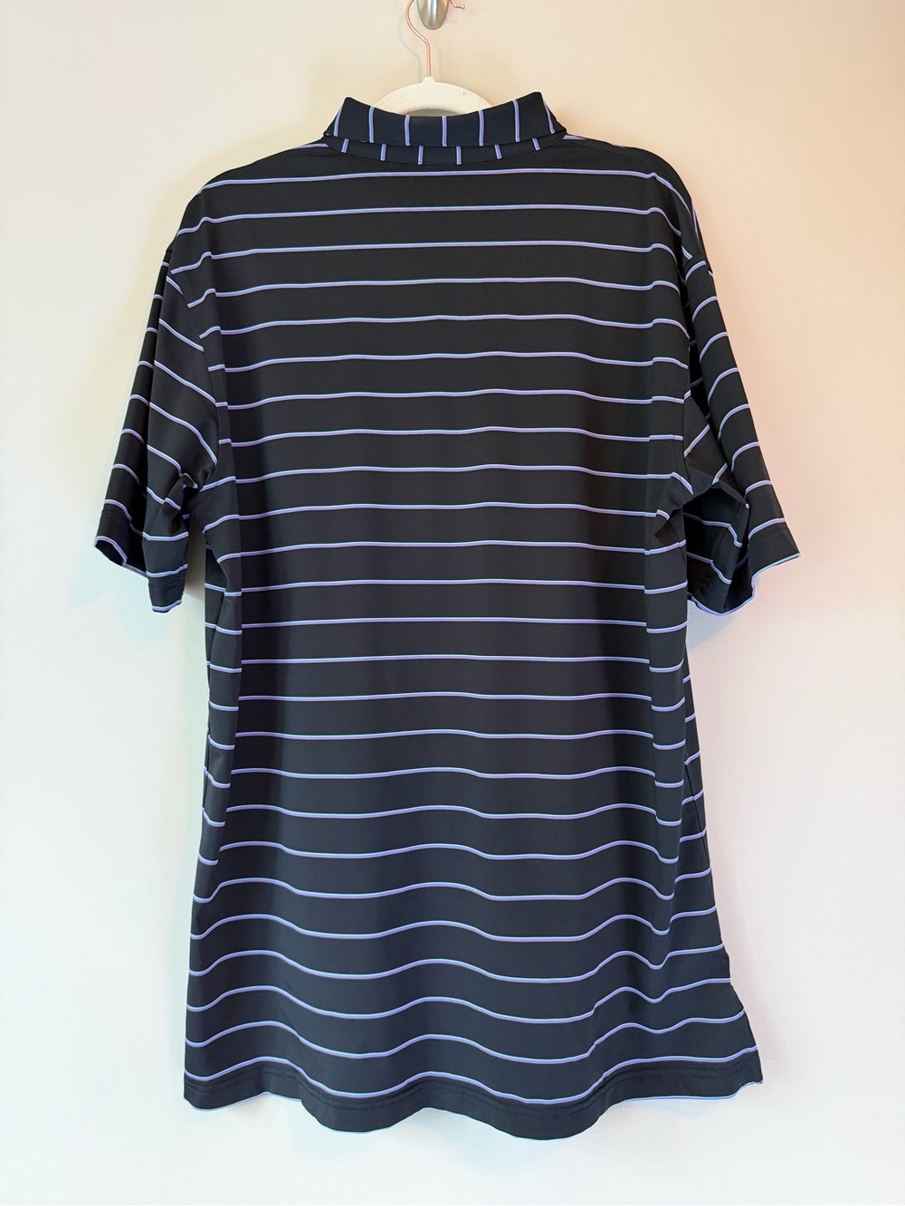 Peter Millar Summer Comfort Polo Black Purple Striped Golf Shirt | Men’s L - Picture 2 of 4